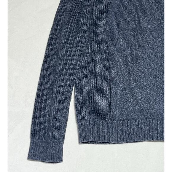 Daniel Hecter Cardigan Sweater Mens XL Blue Heathered Zip Up Mock Collar Pockets - Picture 6 of 13